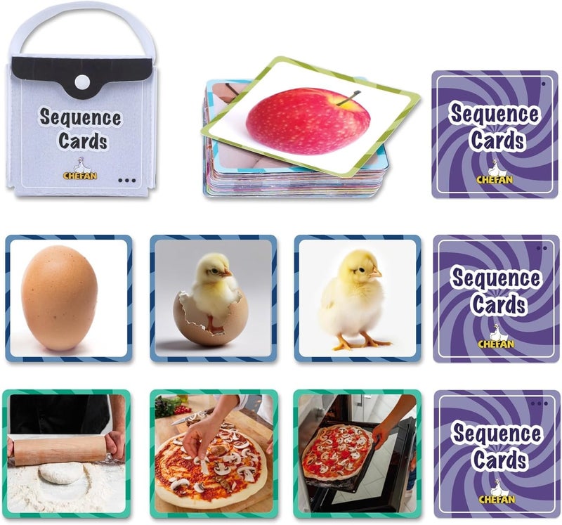 CHEFAN Sequence Cards, Sequence Game for Kids, Sequencing Cards for Storytelling, Daily Routine Cards for Speech Therapy, Sentence Building Cards for Autism, Special Education, Preschool, Classroom - Image 1